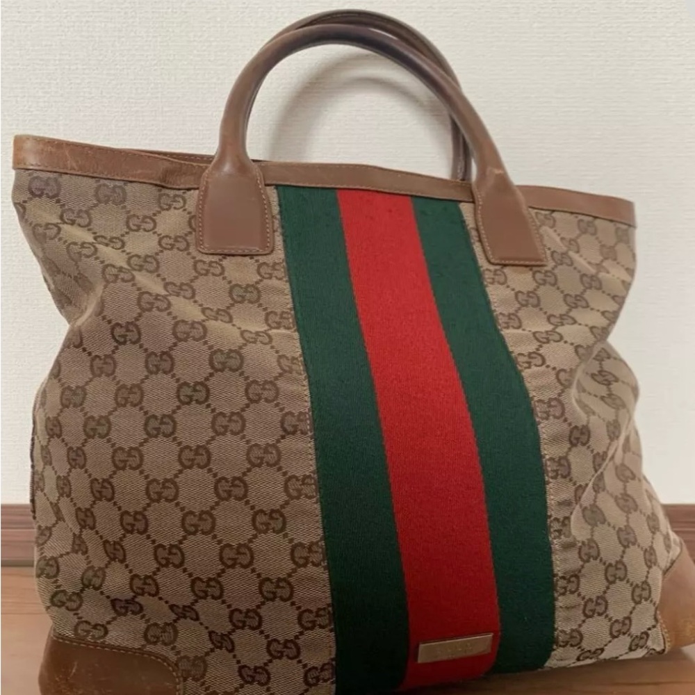 Vintage Gucci, Sherry line handbag/canvas tote.